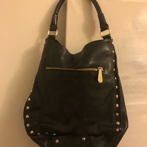 Soft black leather handbag